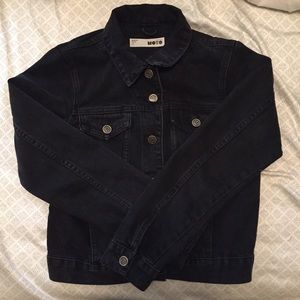 TOPSHOP black denim moto jacket